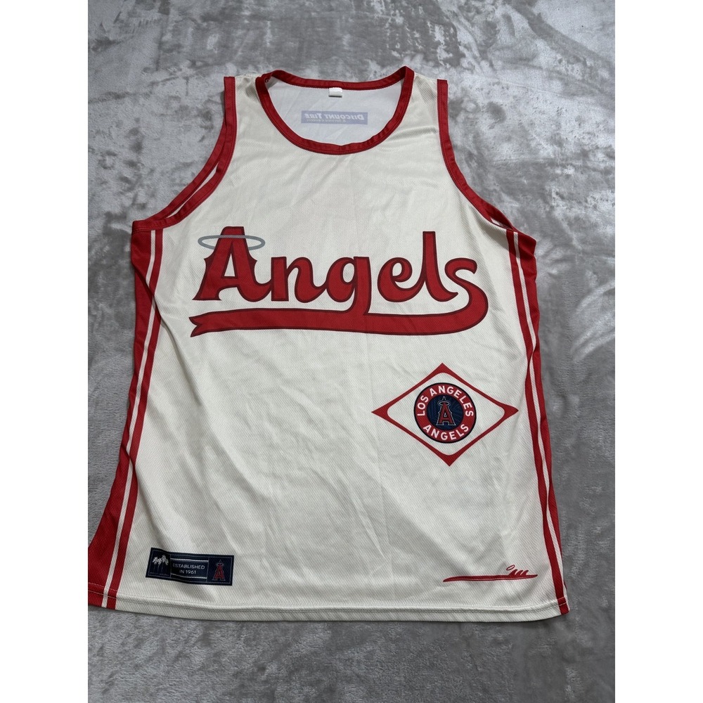 Los Angeles‎ Angels Tank Top Men's Size XL White With Red Trim EUC